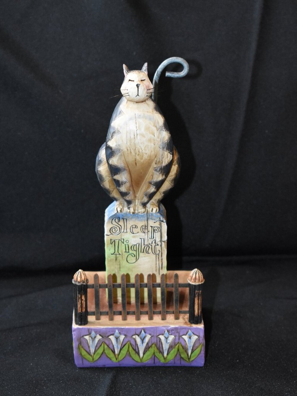 2004 Jim Shore Sleep Tight Cat on Gravestone Heartwood Creek by Enesco